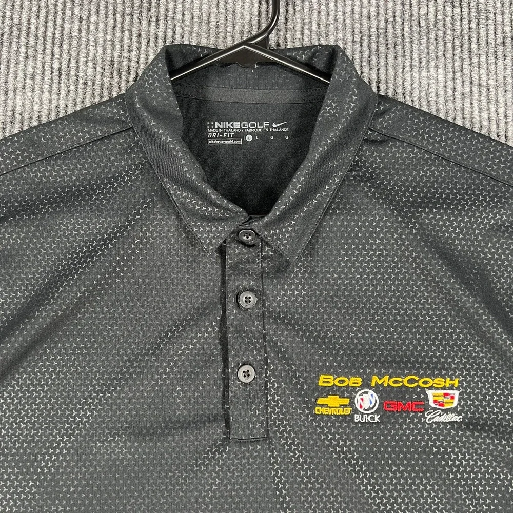 Nike Mens Shirt Golf Polo Large Black Geometric Short Sleeve New with Tags NWT